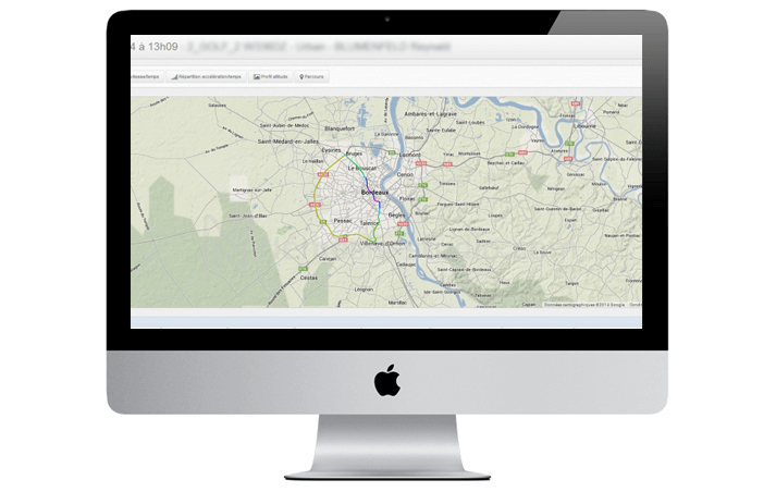 Interface du parcours des véhicules sur une carte de l'application cloud - Némésis studio