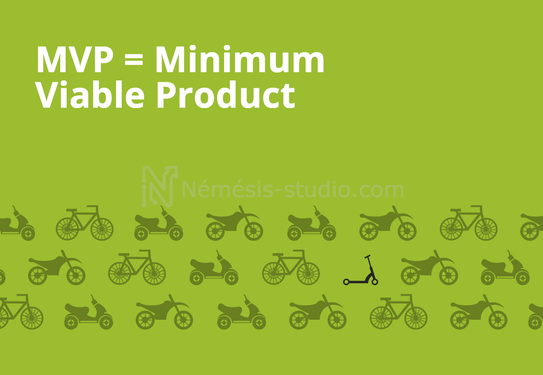 Visuel abstrait d'un MVP - Minimum viable product - Némésis studio