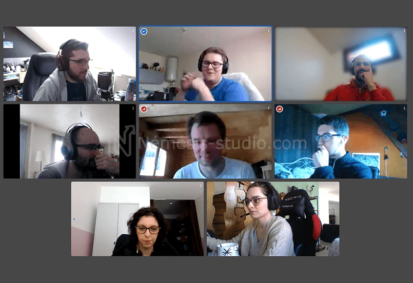 Capture d'écran de l'équipe en visioconférence - Némésis studio