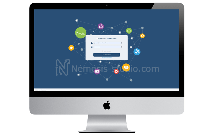 Ecran de connexion de l'extranet Némésis studio