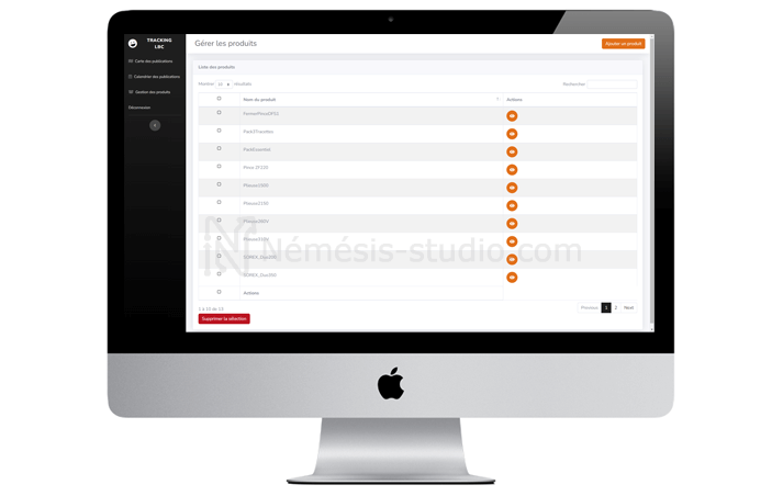 Liste des produits des annonces - Némésis studio