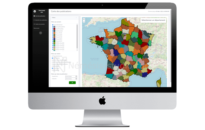 Carte des régions de France interactive avec une couleur par annonce - Némésis studio